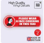 2 x Taxi Vehicle Stickers Face Covering Mask